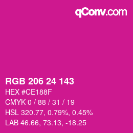 カラーコード: RGB 206 24 143 | qconv.com