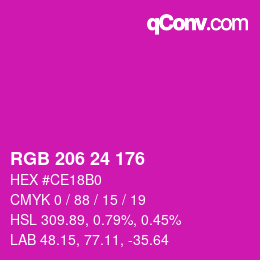 カラーコード: RGB 206 24 176 | qconv.com