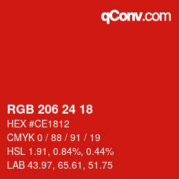 Color code: RGB 206 24 18 | qconv.com
