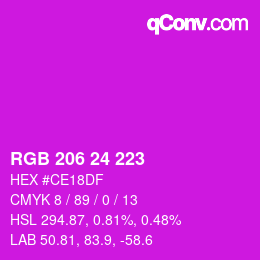 Color code: RGB 206 24 223 | qconv.com