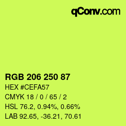 カラーコード: RGB 206 250 87 | qconv.com