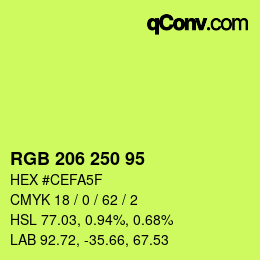 Color code: RGB 206 250 95 | qconv.com