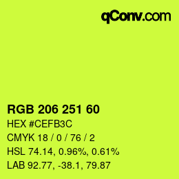颜色代码: RGB 206 251 60 | qconv.com