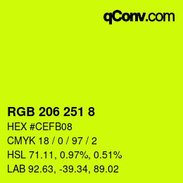 Color code: RGB 206 251 8 | qconv.com