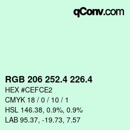 カラーコード: RGB 206 252.4 226.4 | qconv.com