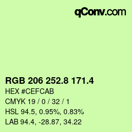 カラーコード: RGB 206 252.8 171.4 | qconv.com