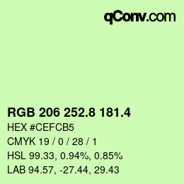 カラーコード: RGB 206 252.8 181.4 | qconv.com