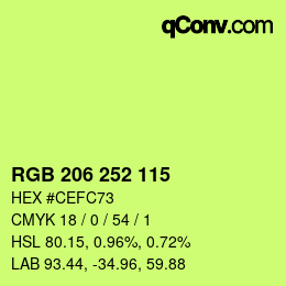 Color code: RGB 206 252 115 | qconv.com