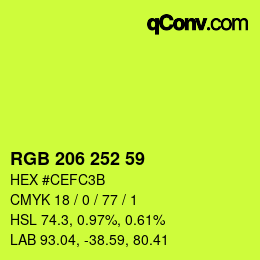 Color code: RGB 206 252 59 | qconv.com