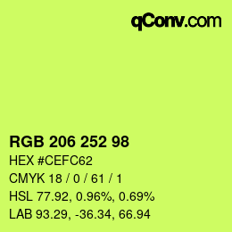 Color code: RGB 206 252 98 | qconv.com