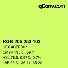 カラーコード: RGB 206 253 103 | qconv.com