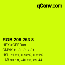 颜色代码: RGB 206 253 8 | qconv.com