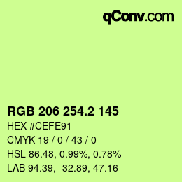 カラーコード: RGB 206 254.2 145 | qconv.com