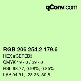 カラーコード: RGB 206 254.2 179.6 | qconv.com