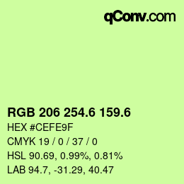 カラーコード: RGB 206 254.6 159.6 | qconv.com