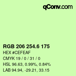 カラーコード: RGB 206 254.6 175 | qconv.com