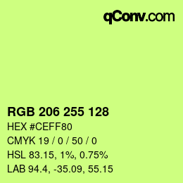 Color code: RGB 206 255 128 | qconv.com