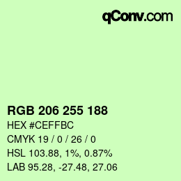 Color code: RGB 206 255 188 | qconv.com