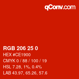 カラーコード: RGB 206 25 0 | qconv.com