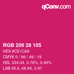 カラーコード: RGB 206 28 105 | qconv.com