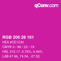 カラーコード: RGB 206 28 161 | qconv.com
