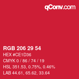 Color code: RGB 206 29 54 | qconv.com