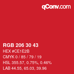Farbcode: RGB 206 30 43 | qconv.com