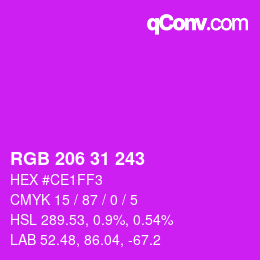 Color code: RGB 206 31 243 | qconv.com