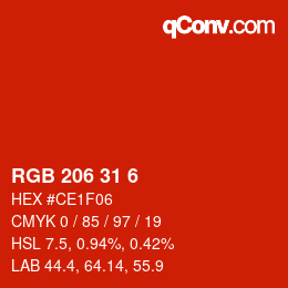 Color code: RGB 206 31 6 | qconv.com
