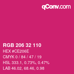 カラーコード: RGB 206 32 110 | qconv.com