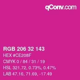 Color code: RGB 206 32 143 | qconv.com