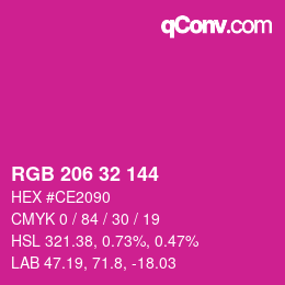 Color code: RGB 206 32 144 | qconv.com