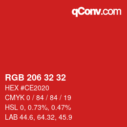 Color code: RGB 206 32 32 | qconv.com