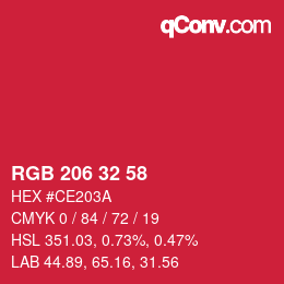 Color code: RGB 206 32 58 | qconv.com