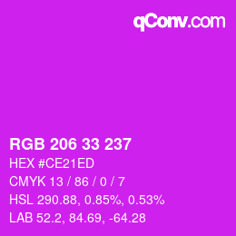 Color code: RGB 206 33 237 | qconv.com