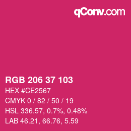 カラーコード: RGB 206 37 103 | qconv.com