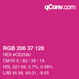 Color code: RGB 206 37 128 | qconv.com