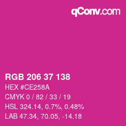Color code: RGB 206 37 138 | qconv.com