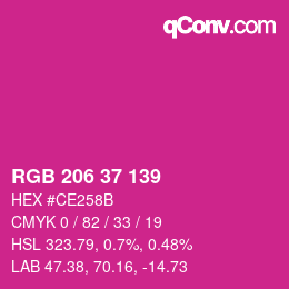 Color code: RGB 206 37 139 | qconv.com