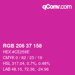 カラーコード: RGB 206 37 158 | qconv.com