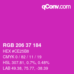 Color code: RGB 206 37 184 | qconv.com