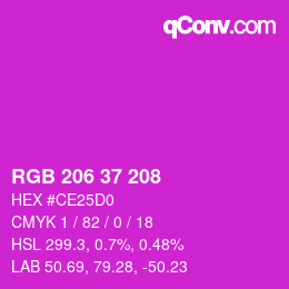カラーコード: RGB 206 37 208 | qconv.com