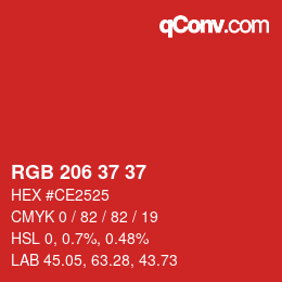 カラーコード: RGB 206 37 37 | qconv.com