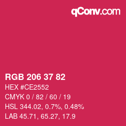 Color code: RGB 206 37 82 | qconv.com