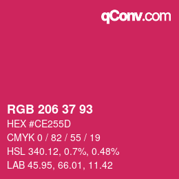 Color code: RGB 206 37 93 | qconv.com