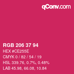 Color code: RGB 206 37 94 | qconv.com