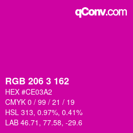 Color code: RGB 206 3 162 | qconv.com