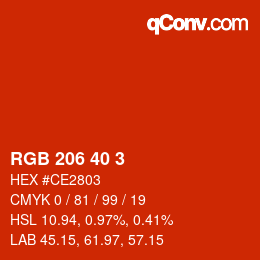カラーコード: RGB 206 40 3 | qconv.com