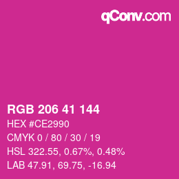 Color code: RGB 206 41 144 | qconv.com