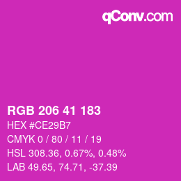 カラーコード: RGB 206 41 183 | qconv.com